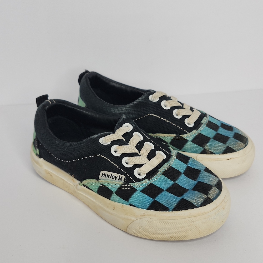 Hurley Kids Blue and Black Checkered Sneakers